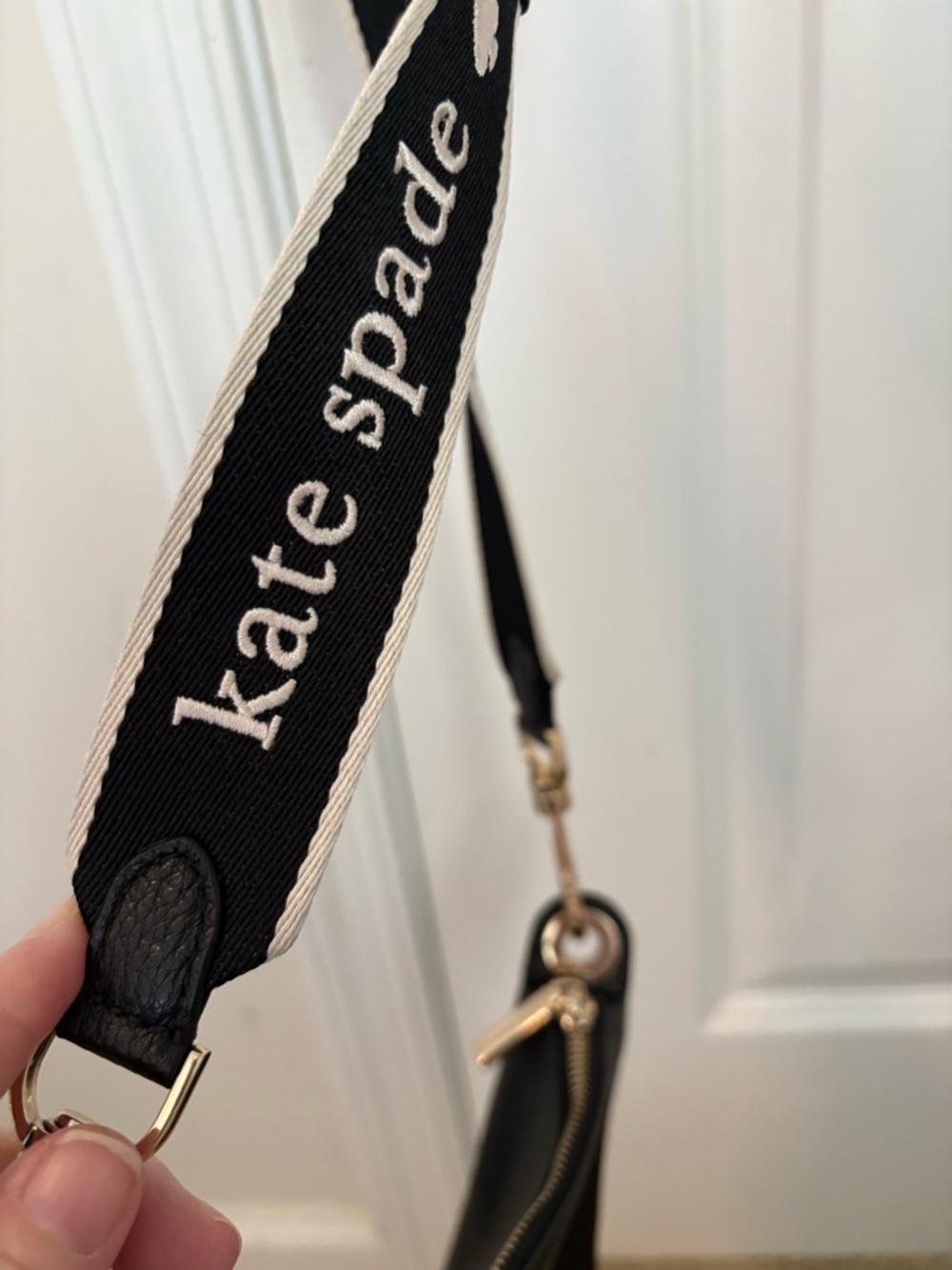 kate spade Black Leather Crossbody with Logo Strap - Picture 2 of 3